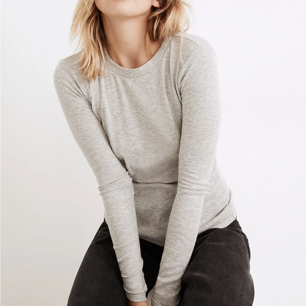 Madewell Fine Ribbed Crewneck Long-Sleeve Tee